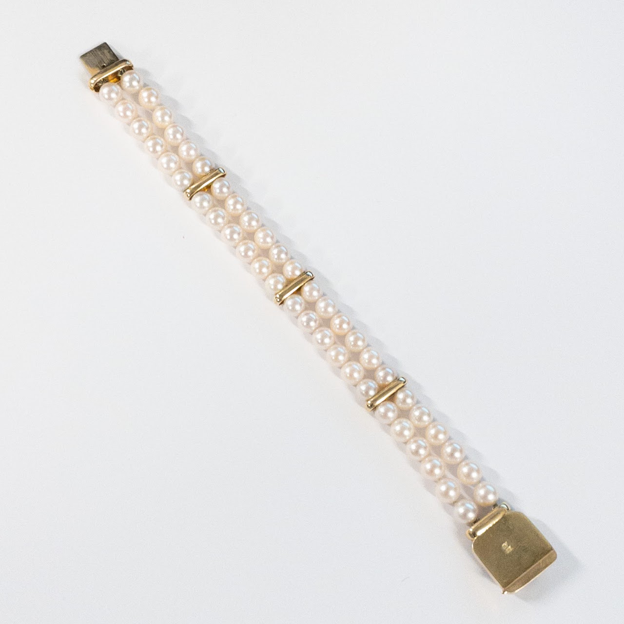 14K Gold and Pearl Double-Strand Bracelet