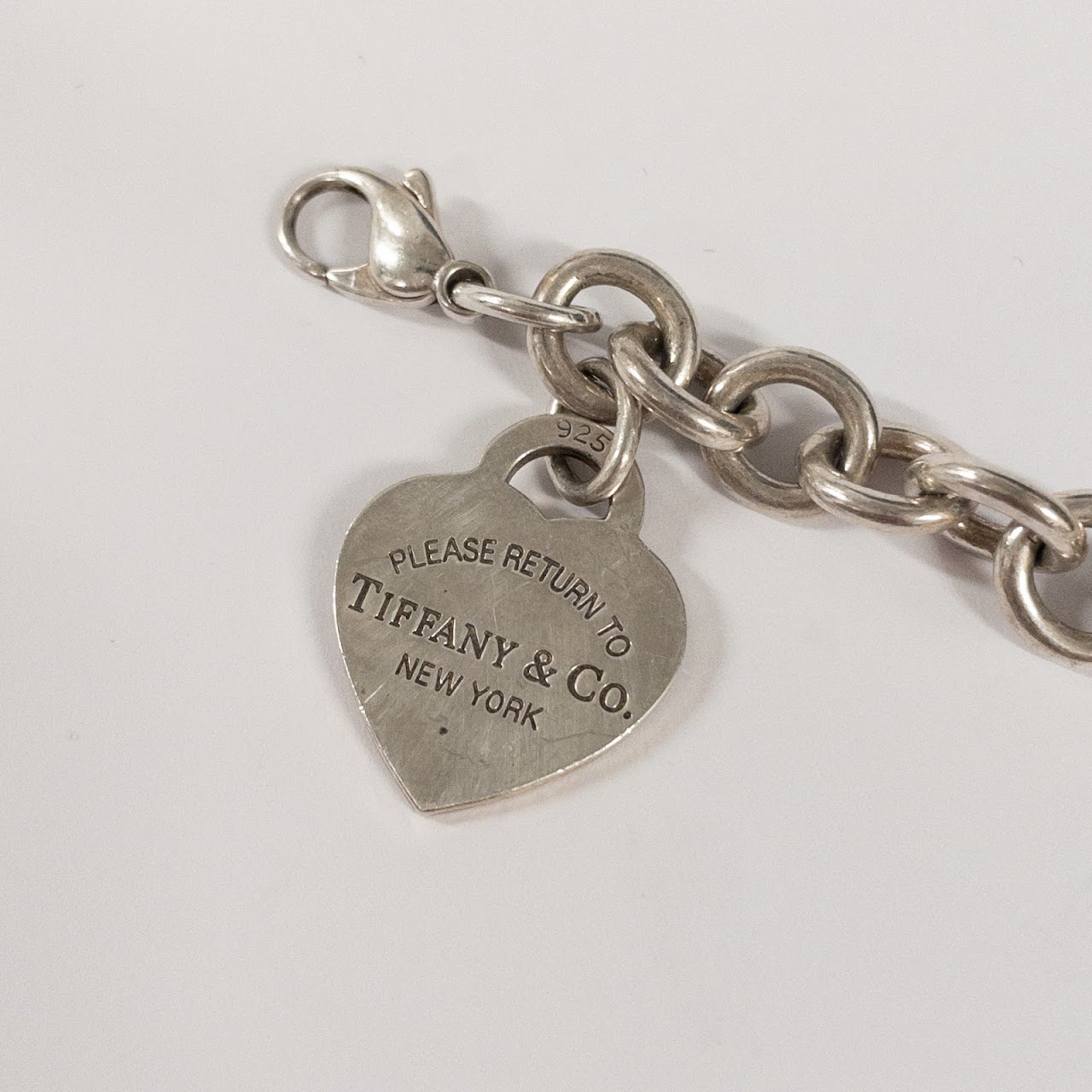 Tiffany & Co. Sterling Silver 'Please Return To' Heart Charm Bracelet