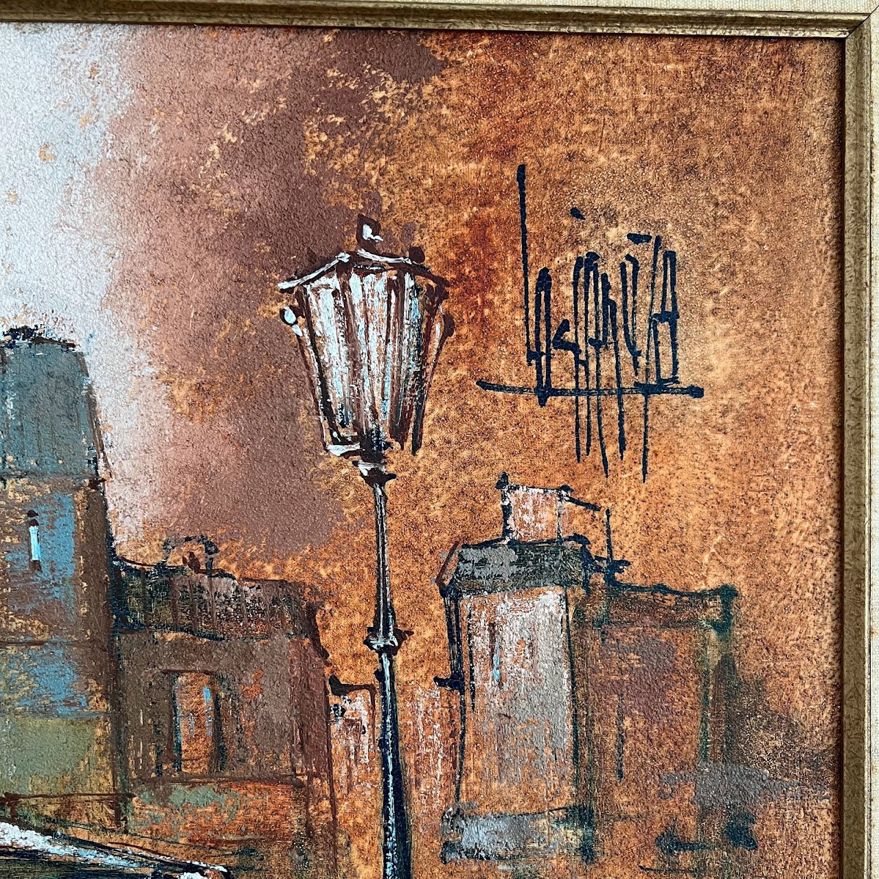 Italian Signed Street Scene Oil Painting