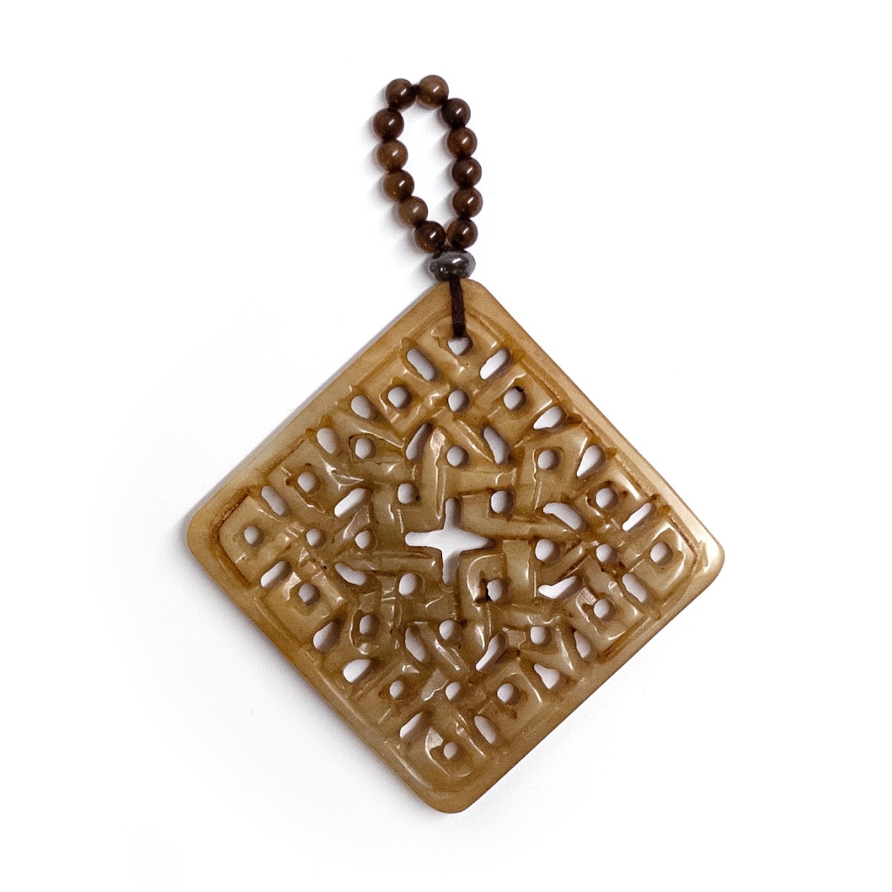 Brown Jade Carved Medallion Pendant