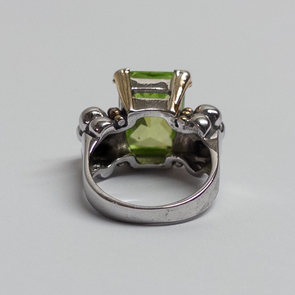 Sterling Silver, Vermeil, and Peridot Ring