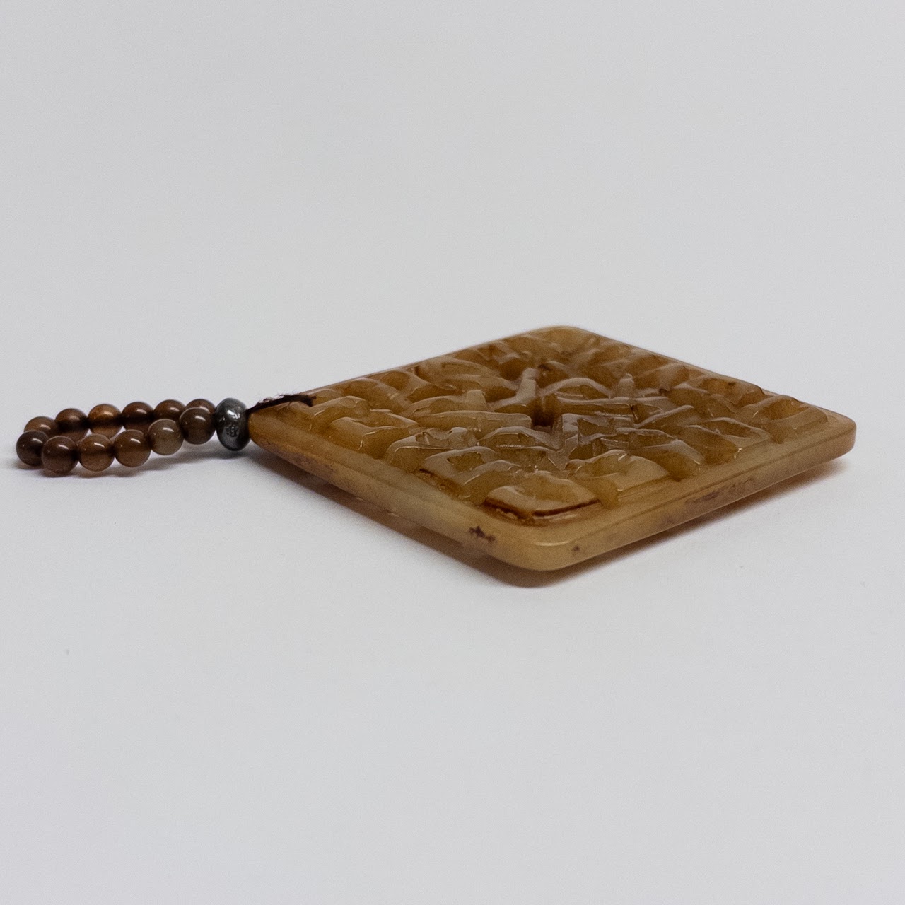 Brown Jade Carved Medallion Pendant