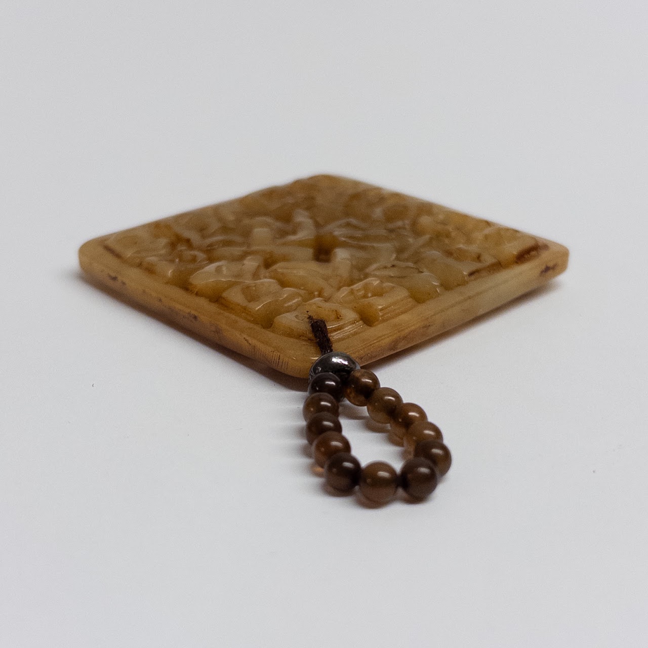 Brown Jade Carved Medallion Pendant