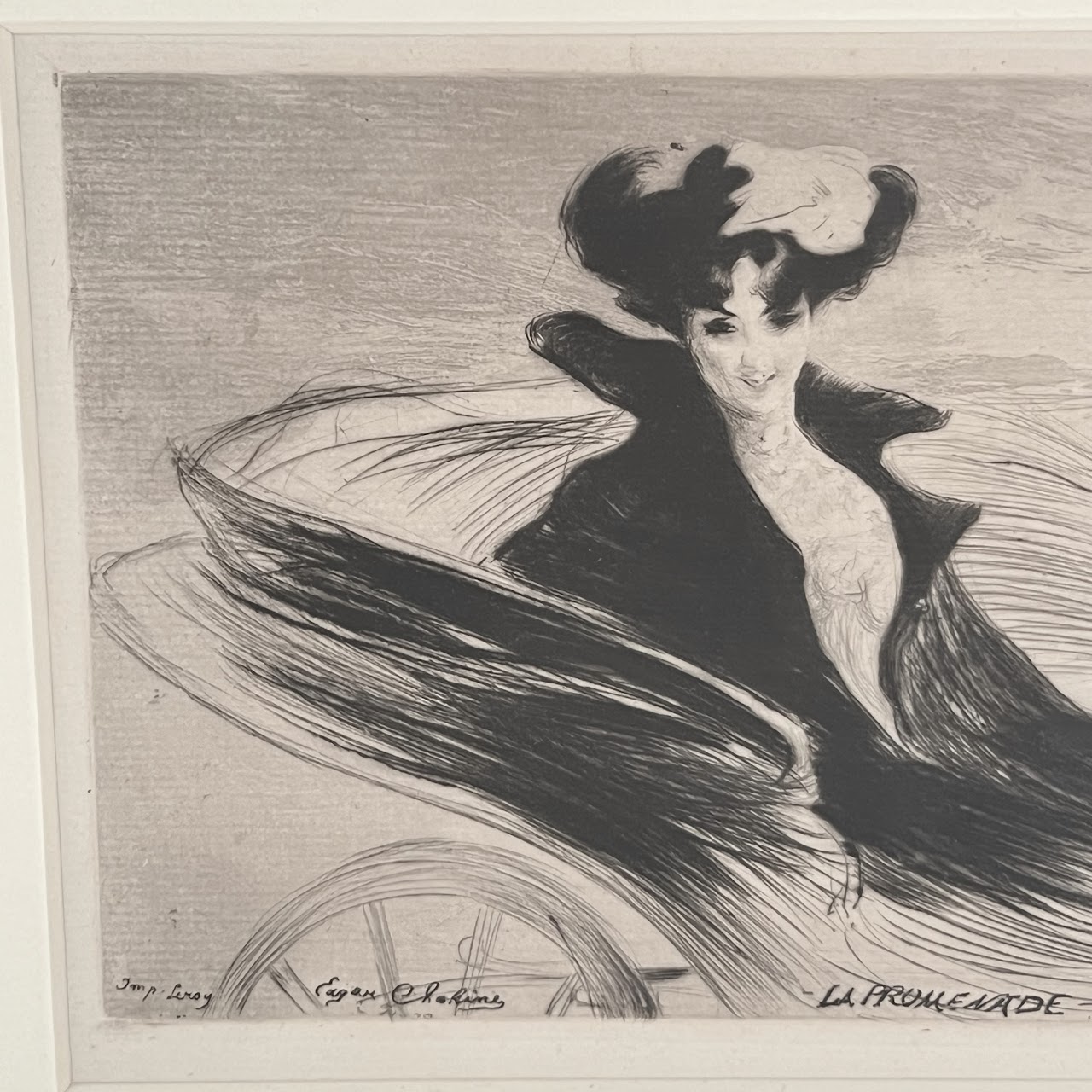 Edgar Chahine 'La Promenade' Drypoint Etching, circa 1900