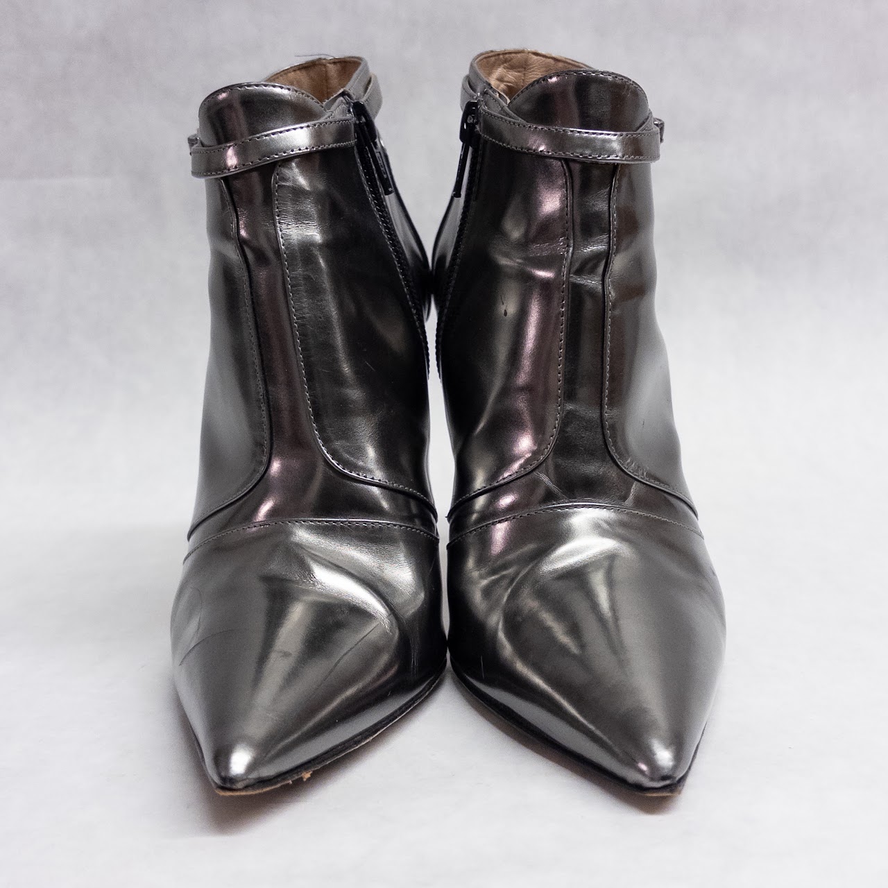 Manolo Blahnik Silver Leather Booties