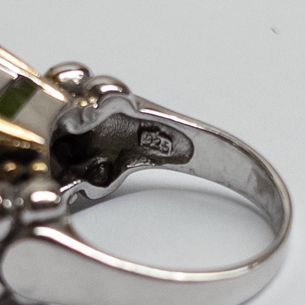 Sterling Silver, Vermeil, and Peridot Ring