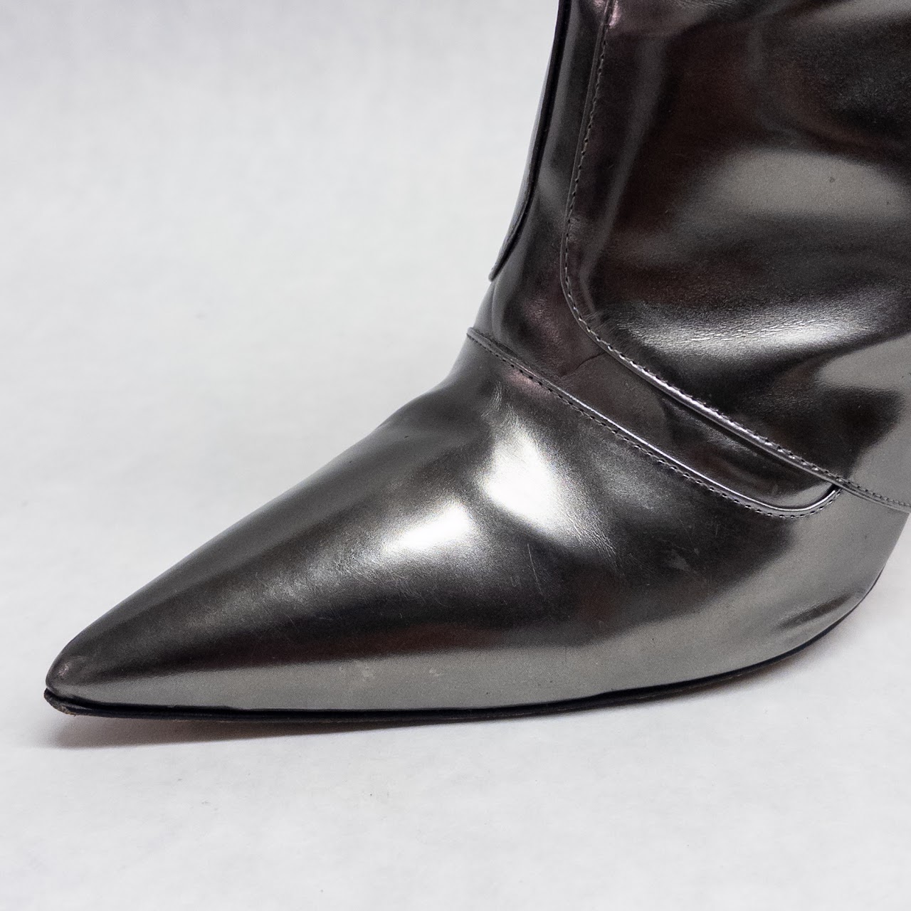 Manolo Blahnik Silver Leather Booties