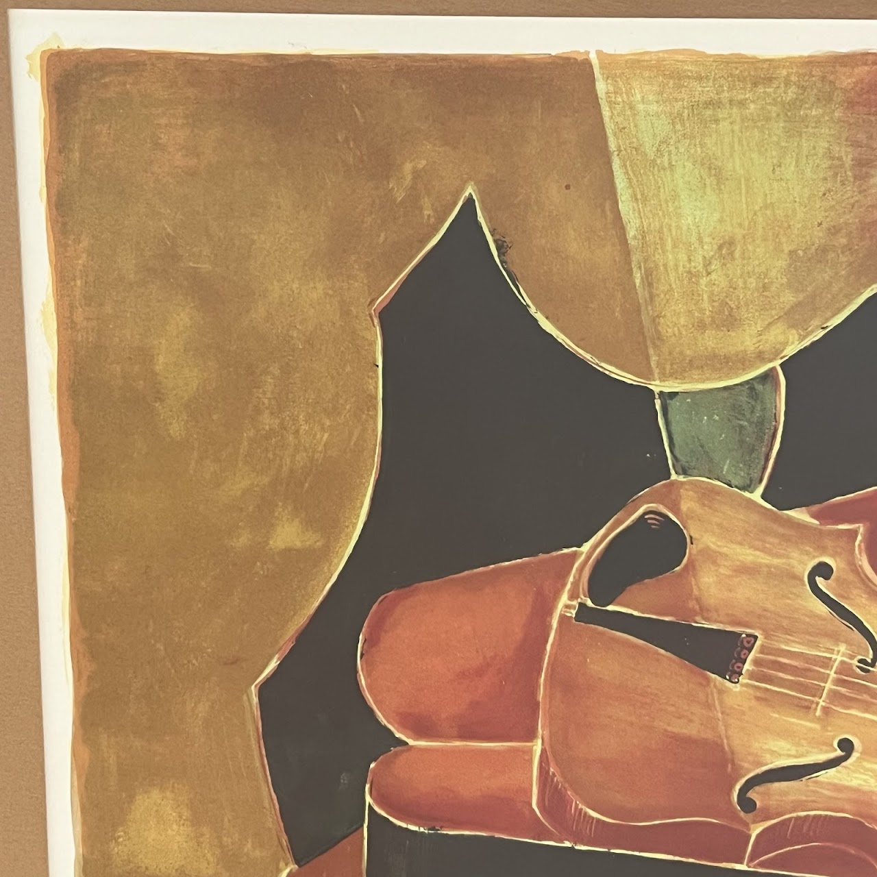 Tony Agostini Signed Cubist Violin Lithograph