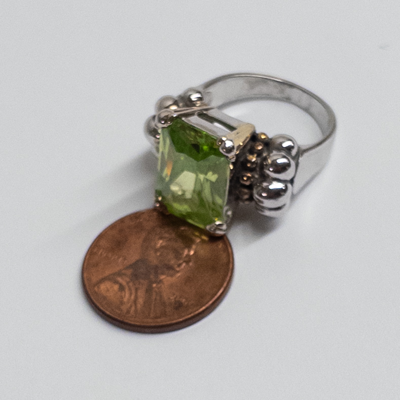 Sterling Silver, Vermeil, and Peridot Ring