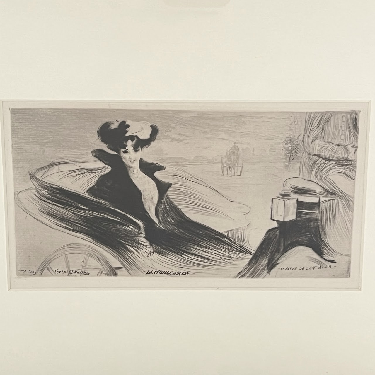 Edgar Chahine 'La Promenade' Drypoint Etching, circa 1900