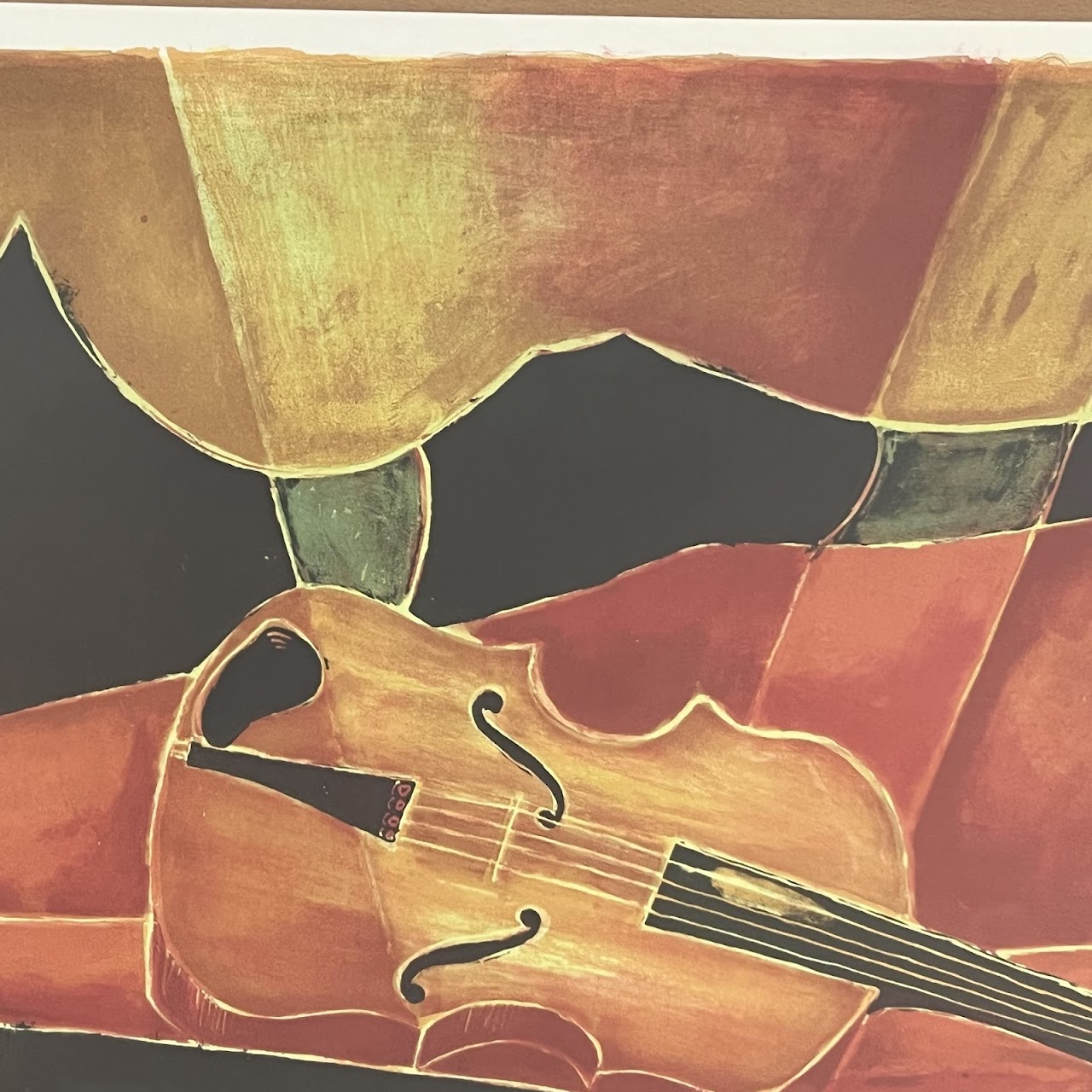 Tony Agostini Signed Cubist Violin Lithograph