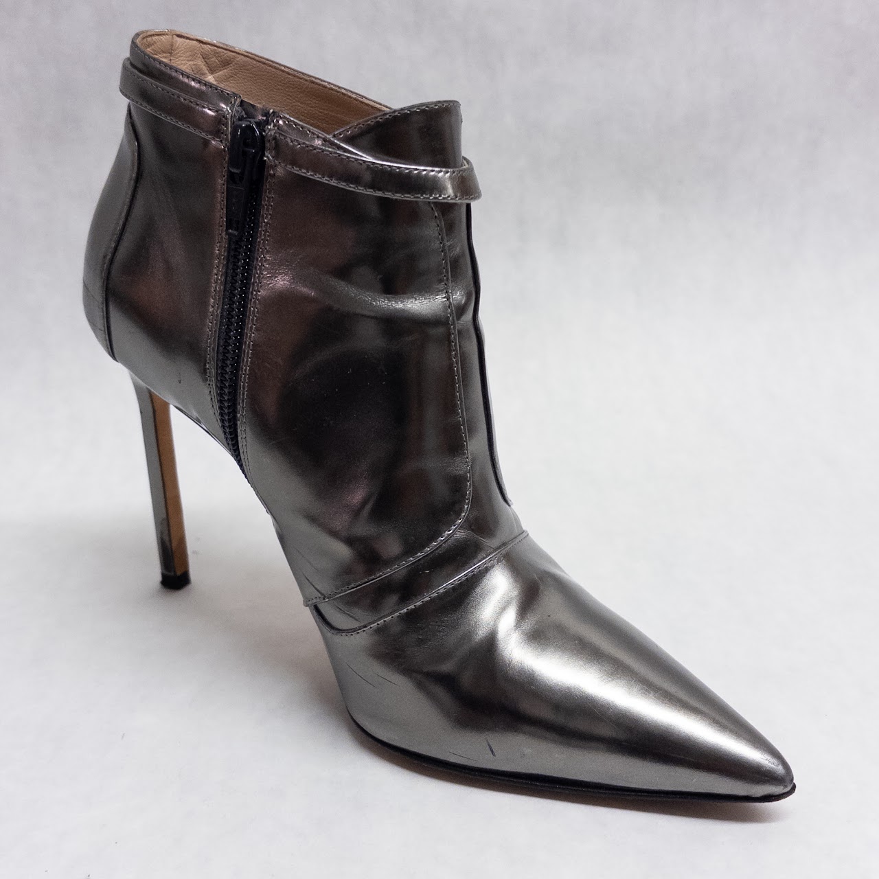 Manolo Blahnik Silver Leather Booties