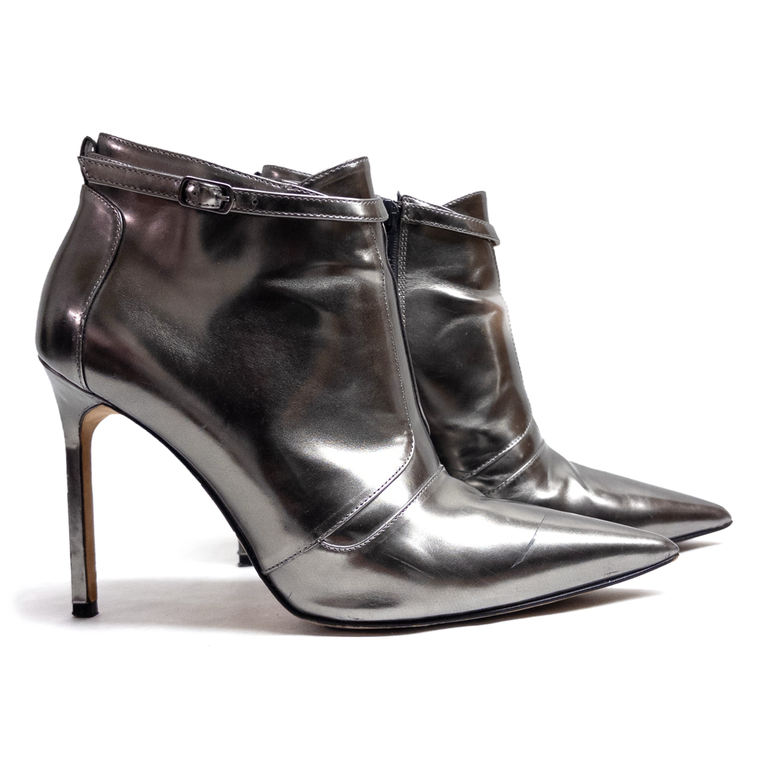 Manolo Blahnik Silver Leather Booties