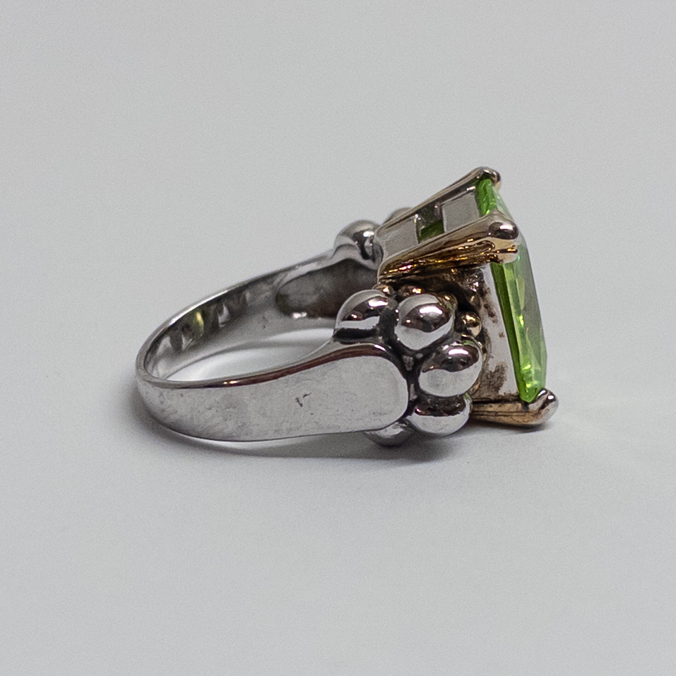 Sterling Silver, Vermeil, and Peridot Ring