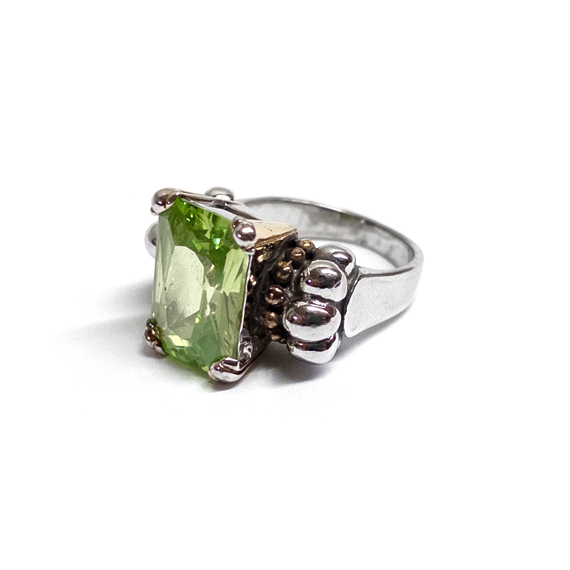 Sterling Silver, Vermeil, and Peridot Ring