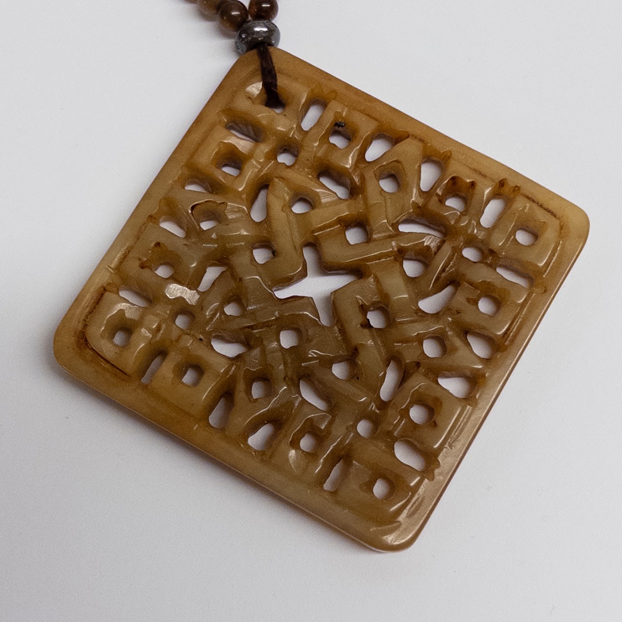 Brown Jade Carved Medallion Pendant