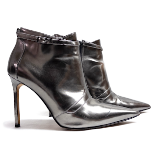 Manolo Blahnik Silver Leather Booties