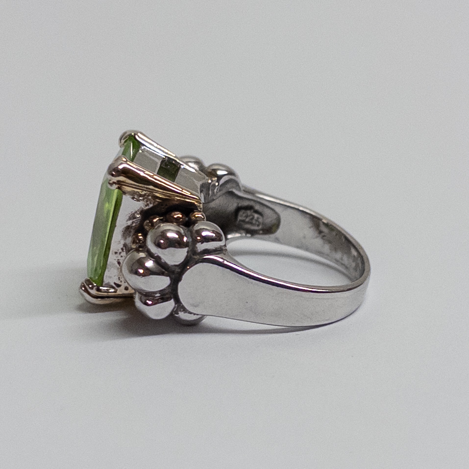 Sterling Silver, Vermeil, and Peridot Ring