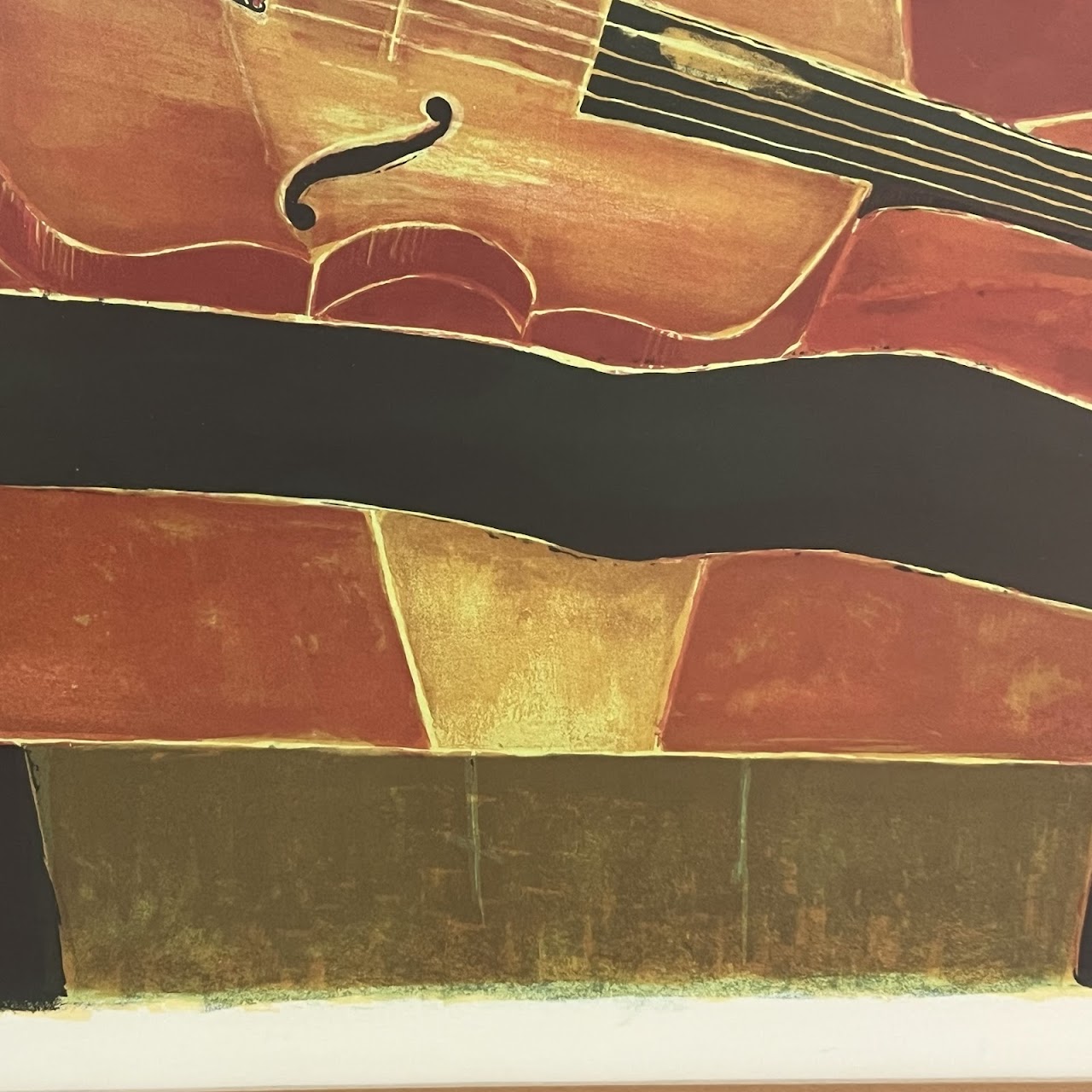 Tony Agostini Signed Cubist Violin Lithograph