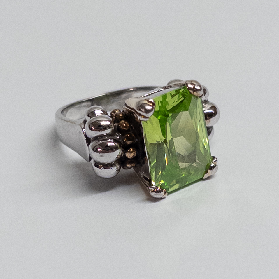 Sterling Silver, Vermeil, and Peridot Ring