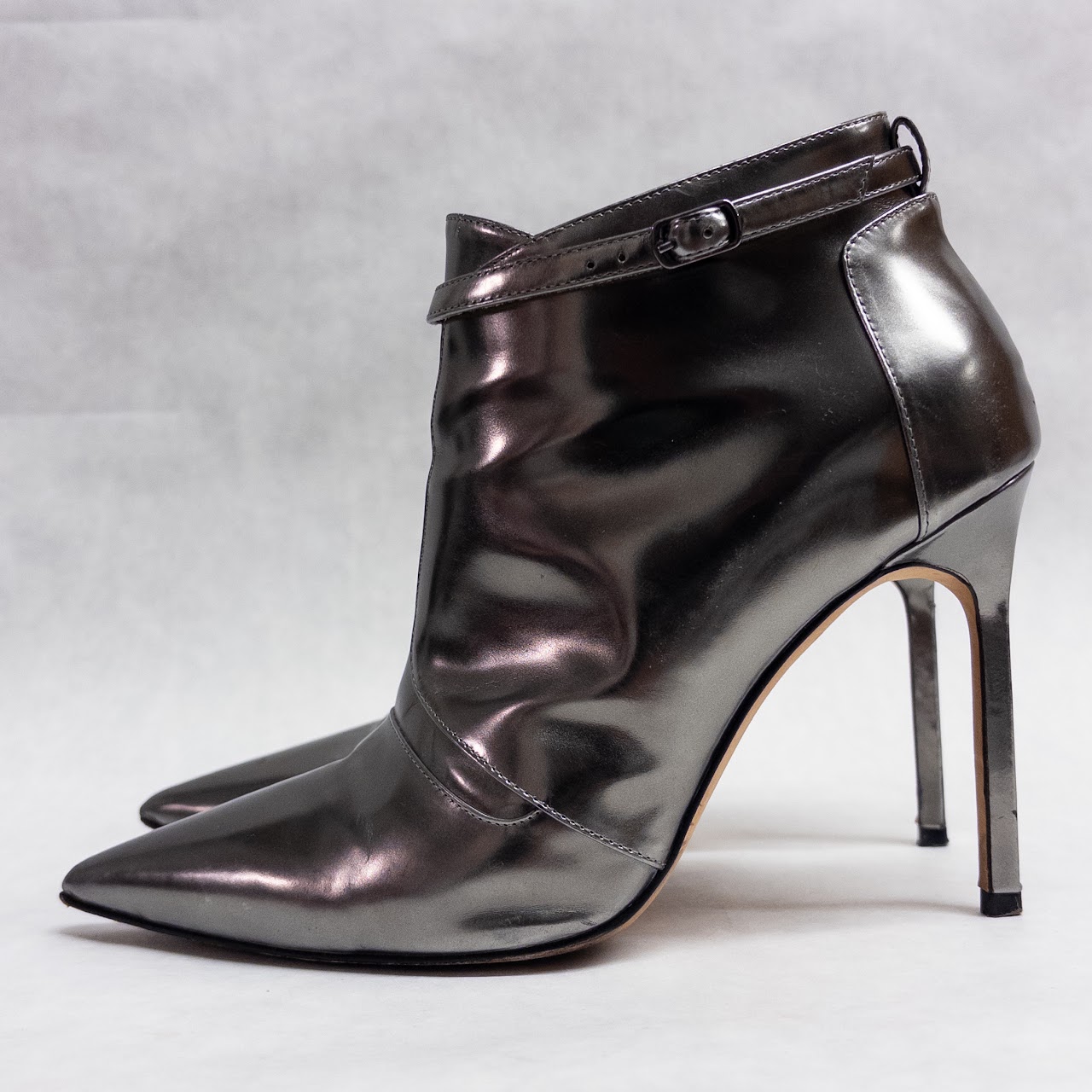 Manolo Blahnik Silver Leather Booties