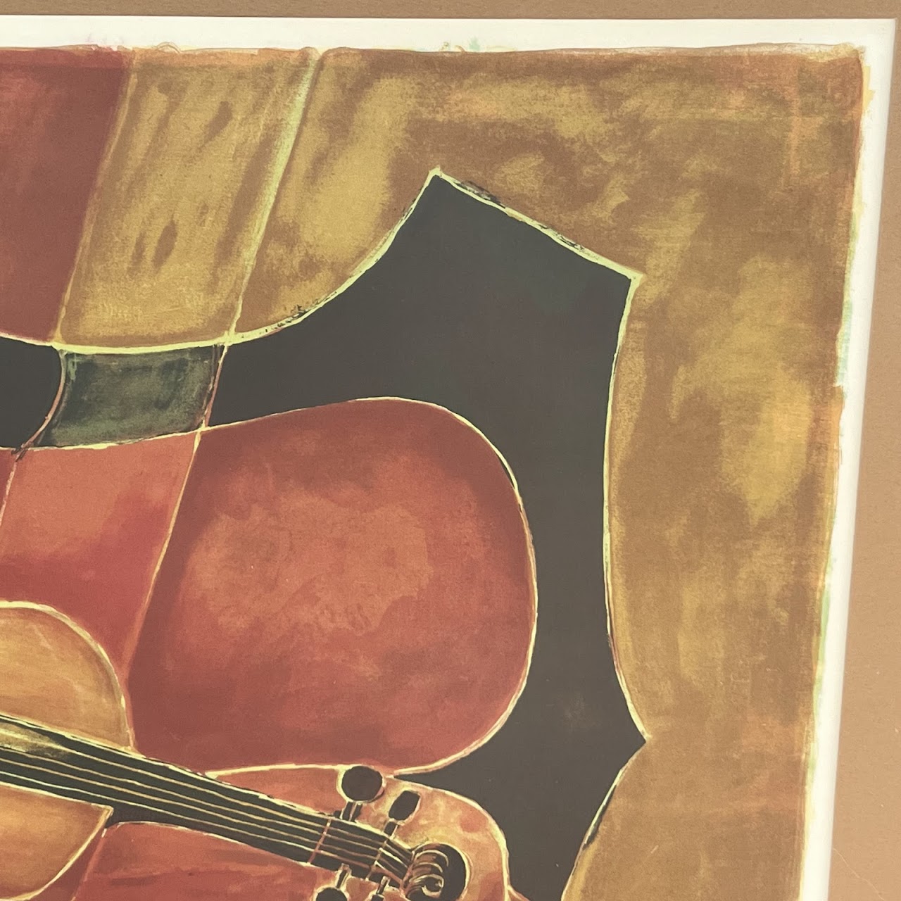 Tony Agostini Signed Cubist Violin Lithograph