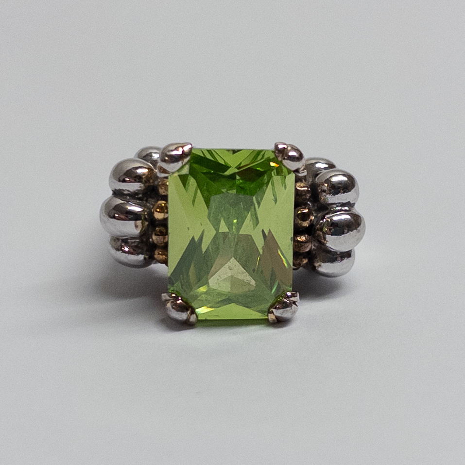 Sterling Silver, Vermeil, and Peridot Ring