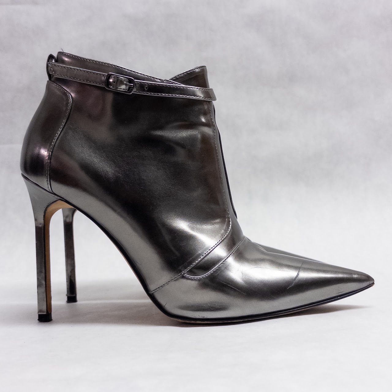 Manolo Blahnik Silver Leather Booties