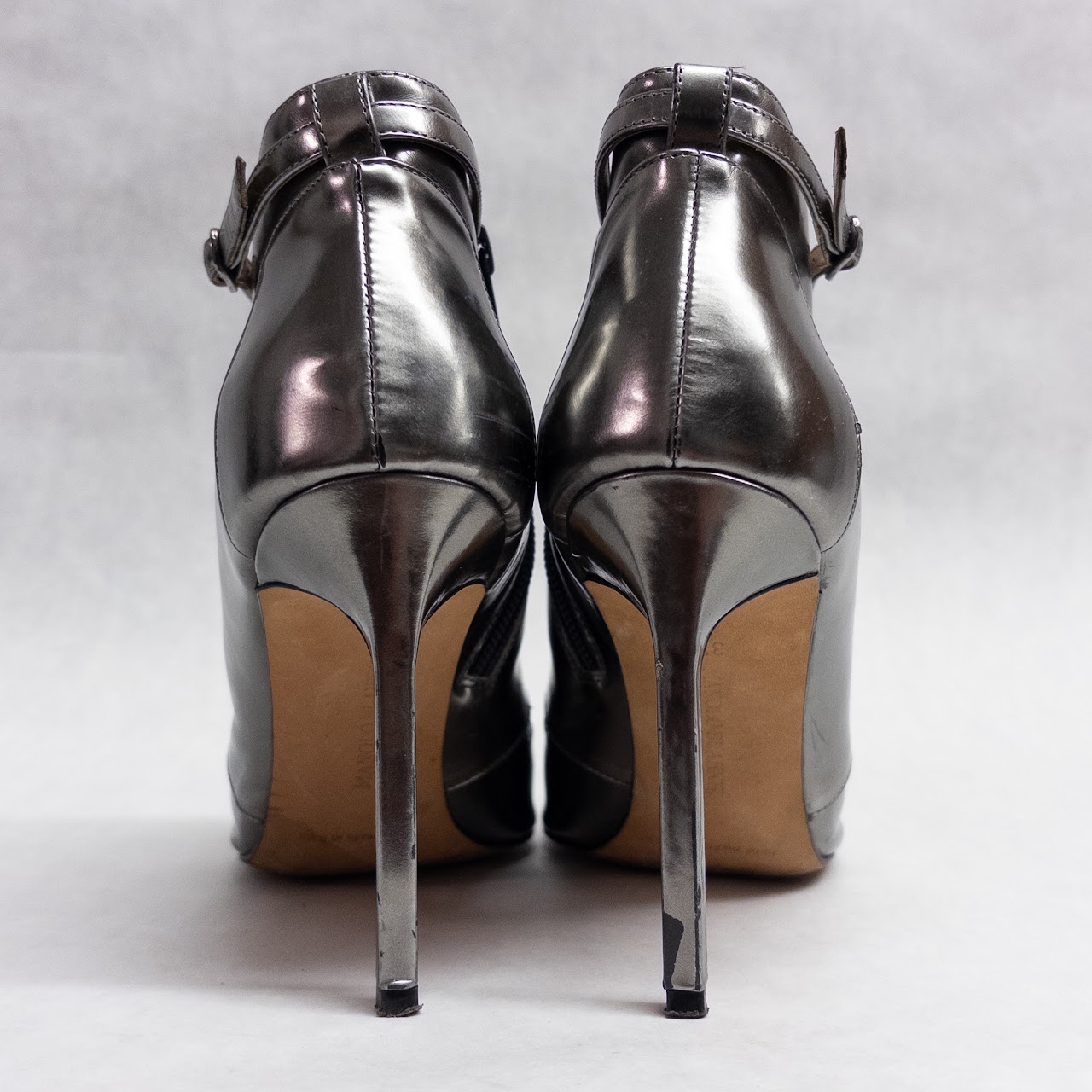 Manolo Blahnik Silver Leather Booties