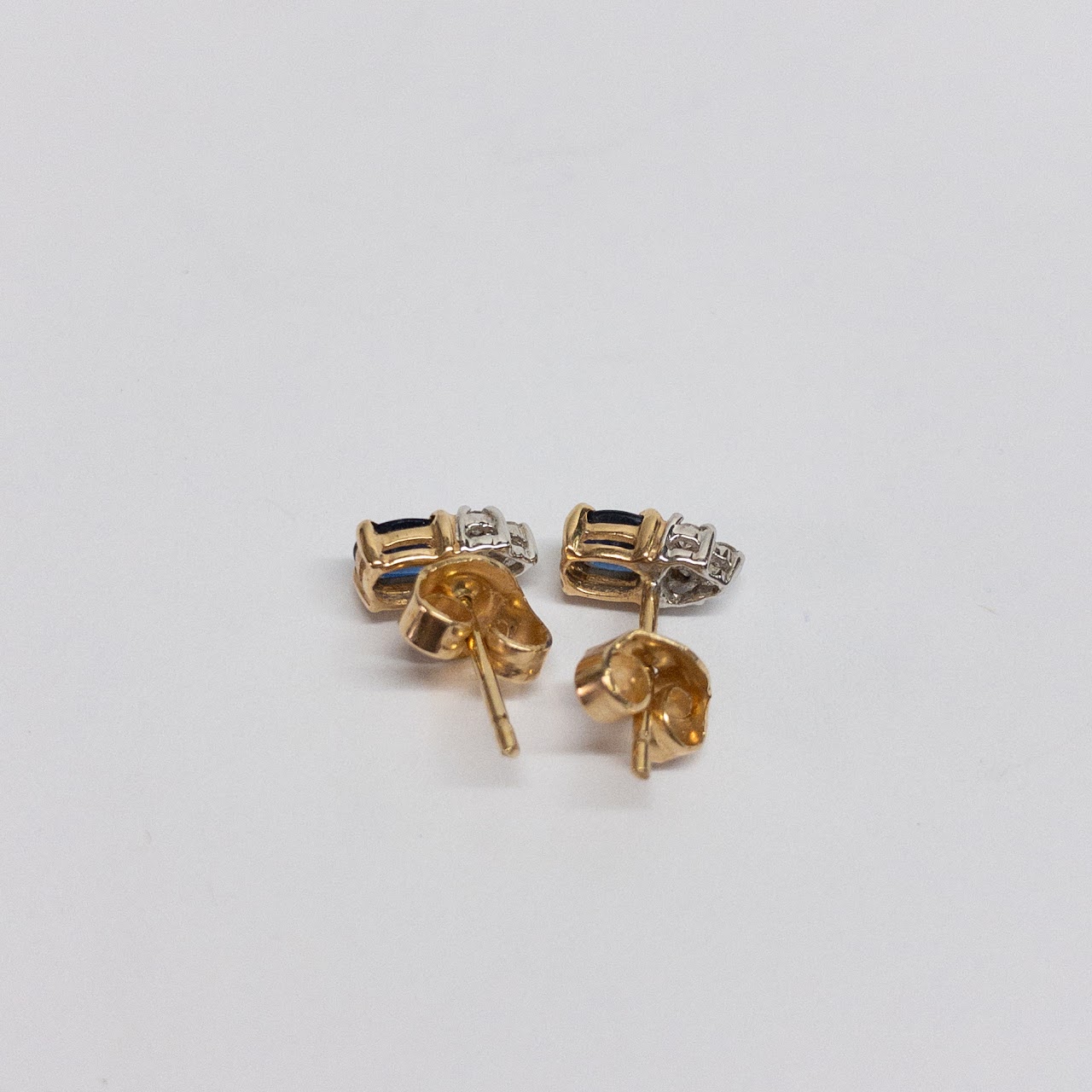 14K Gold, Sapphire, and Diamond Earrings