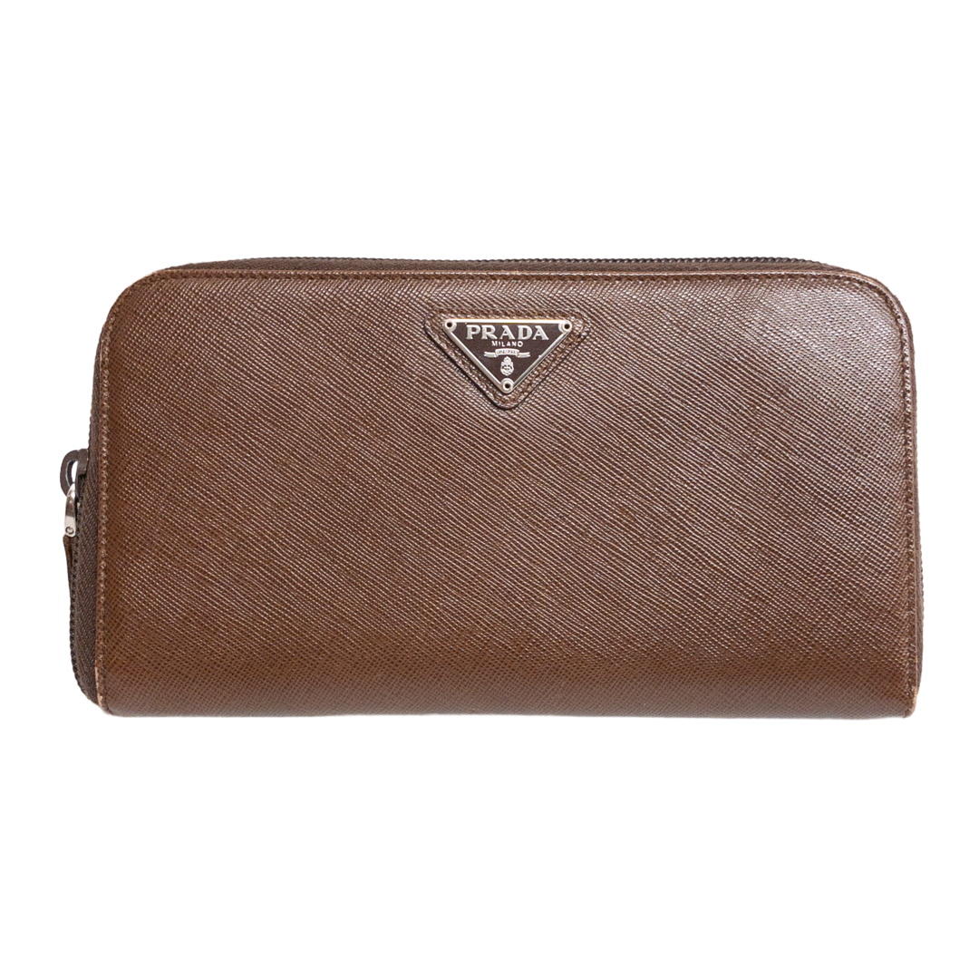 Prada Saffiano Leather Zip-Around  Wallet