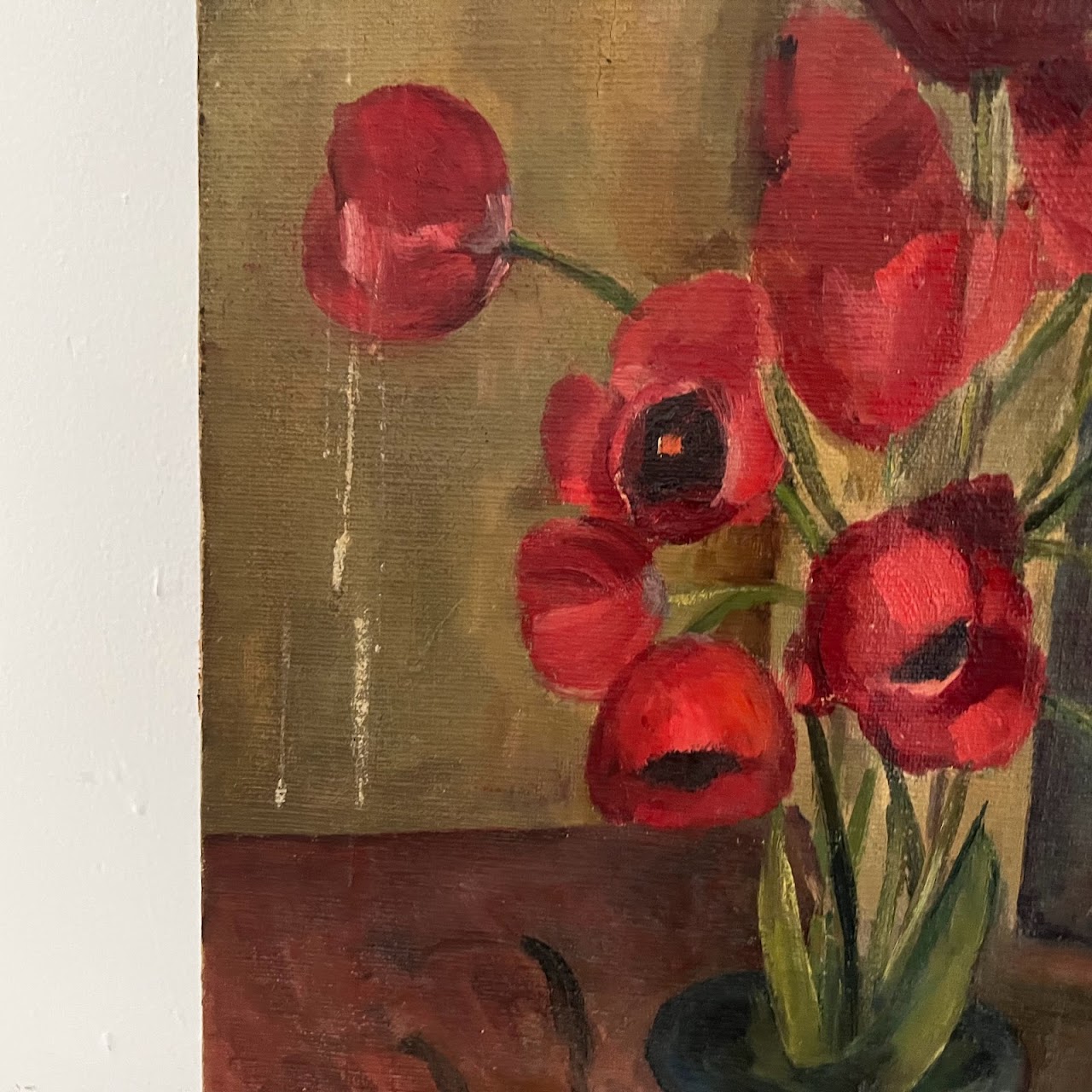 Figure with Poppies Signed Oil Painting