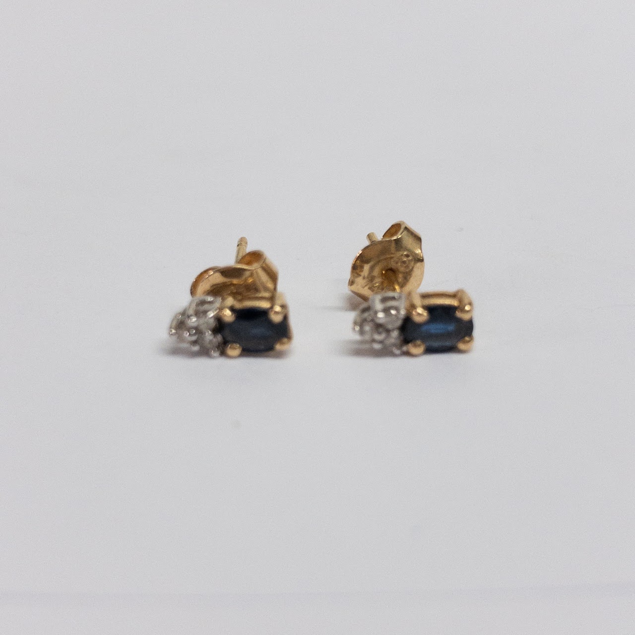 14K Gold, Sapphire, and Diamond Earrings