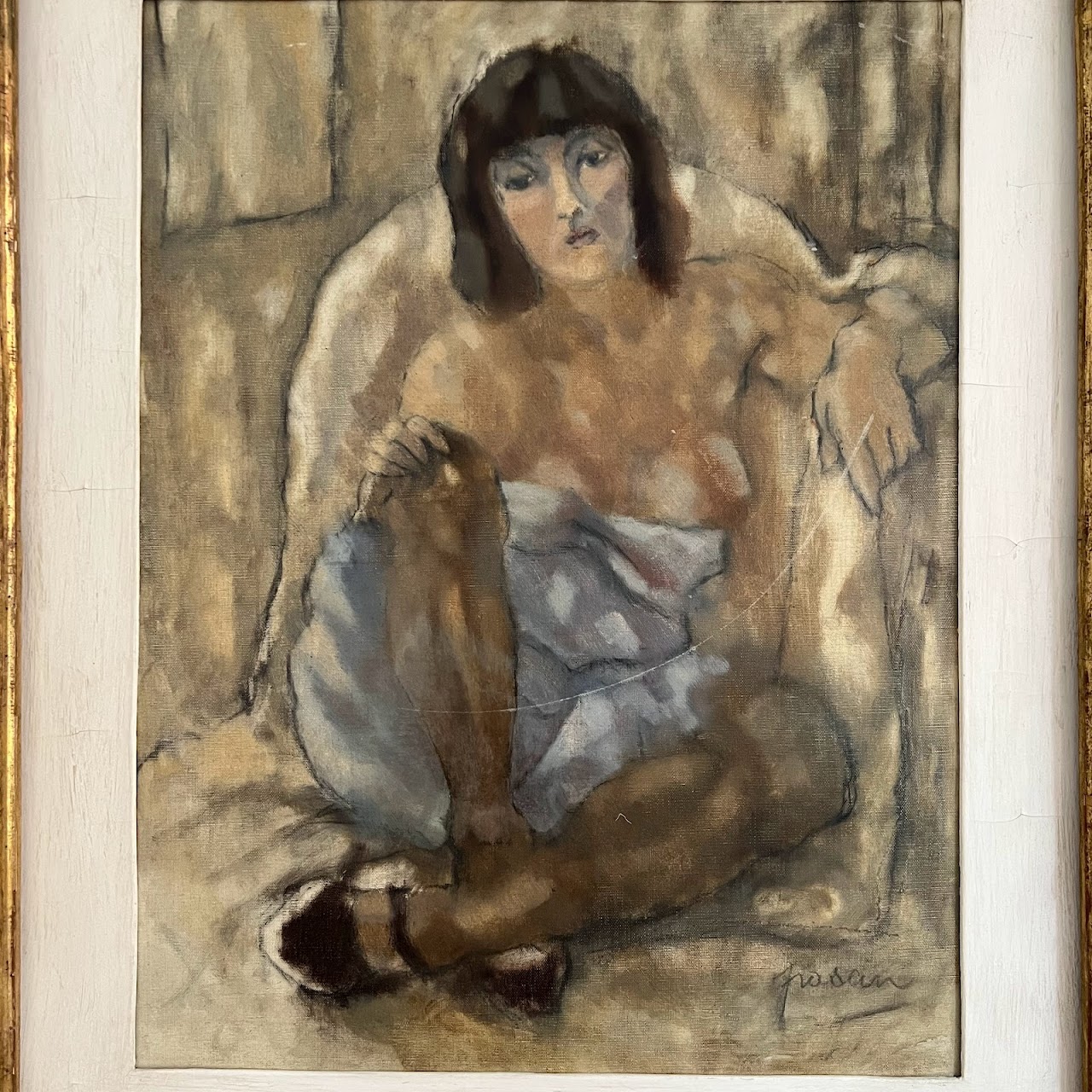 Jules Pascin 'Femme Assise' Signed Oil Painting