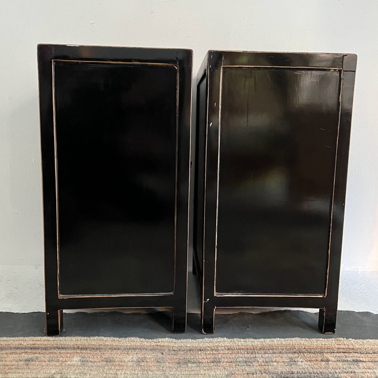 Asian Style Lacquered End Table Pair