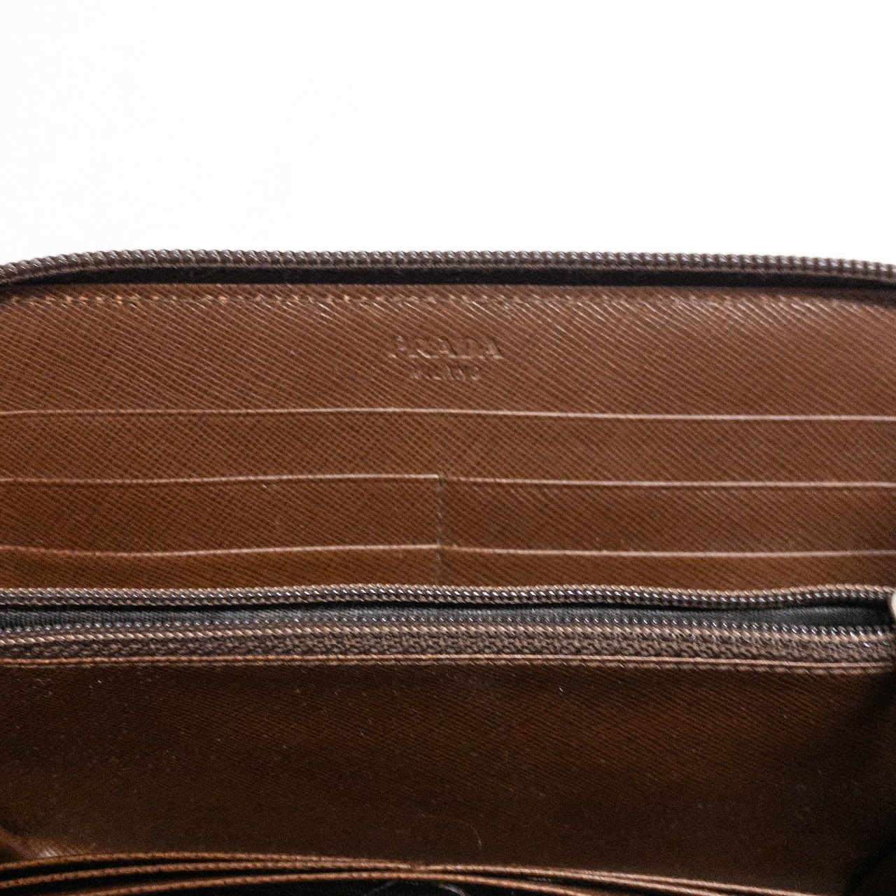 Prada Saffiano Leather Zip-Around  Wallet