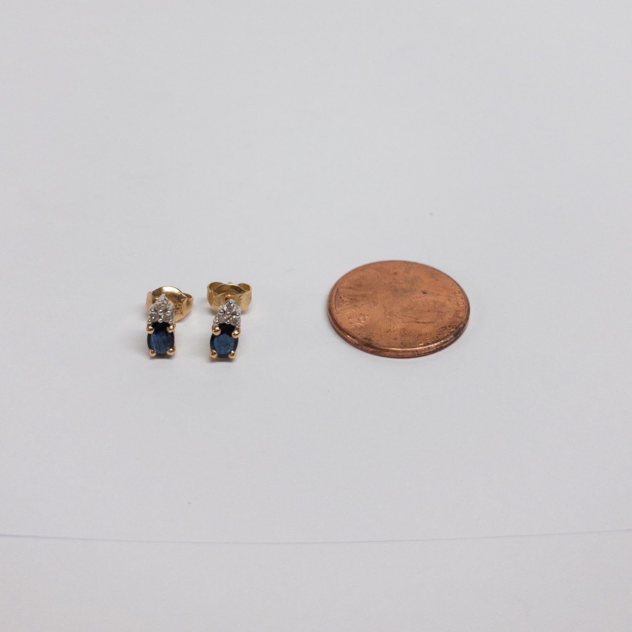 14K Gold, Sapphire, and Diamond Earrings