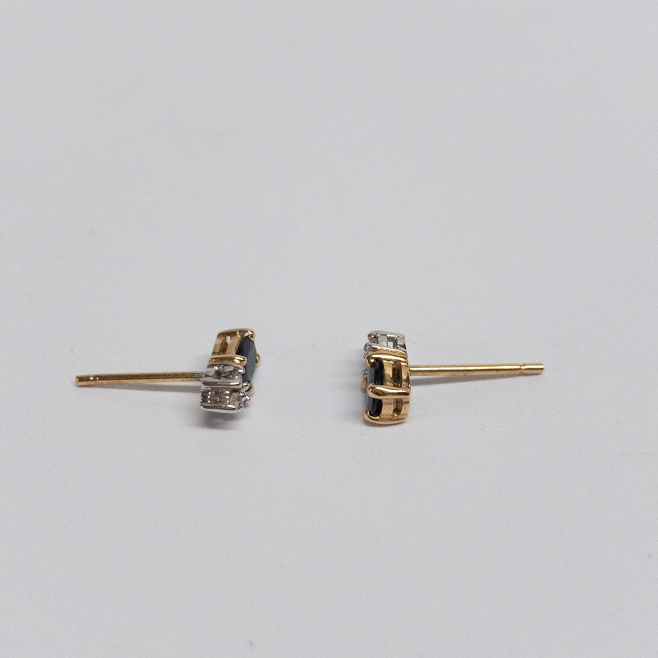 14K Gold, Sapphire, and Diamond Earrings