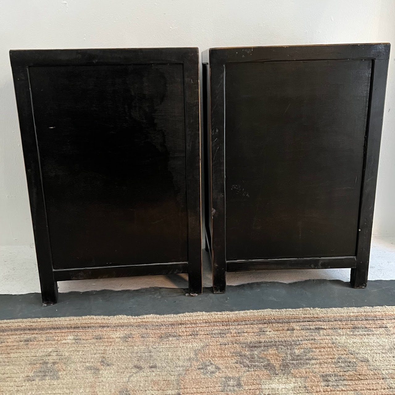 Asian Style Lacquered End Table Pair