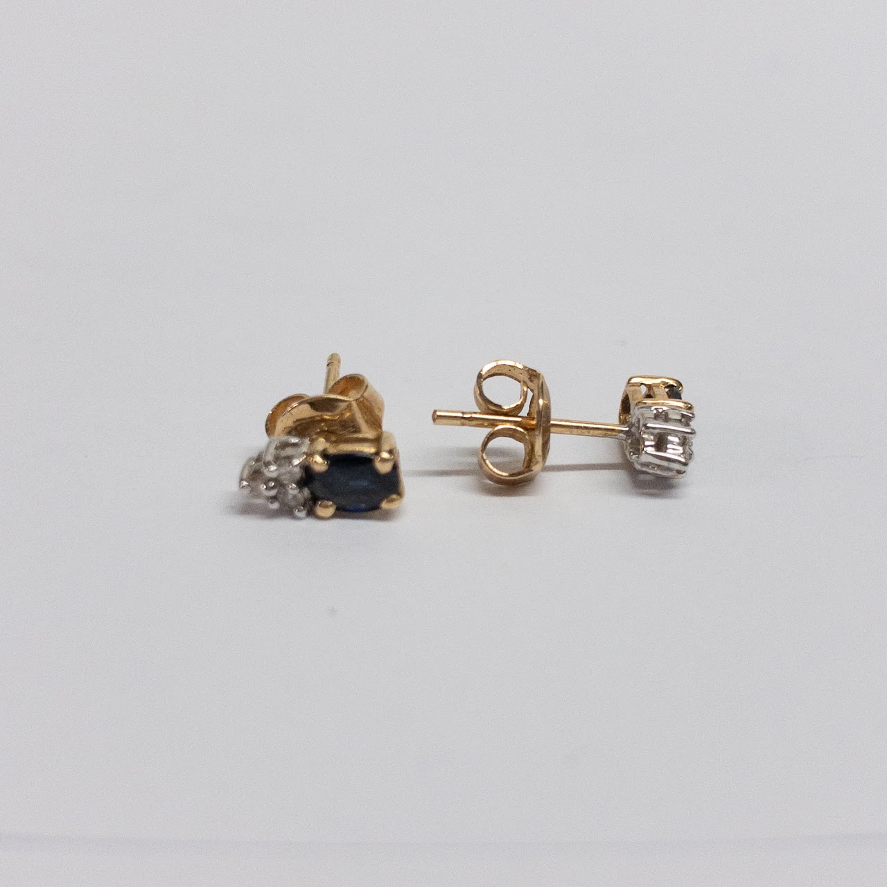 14K Gold, Sapphire, and Diamond Earrings