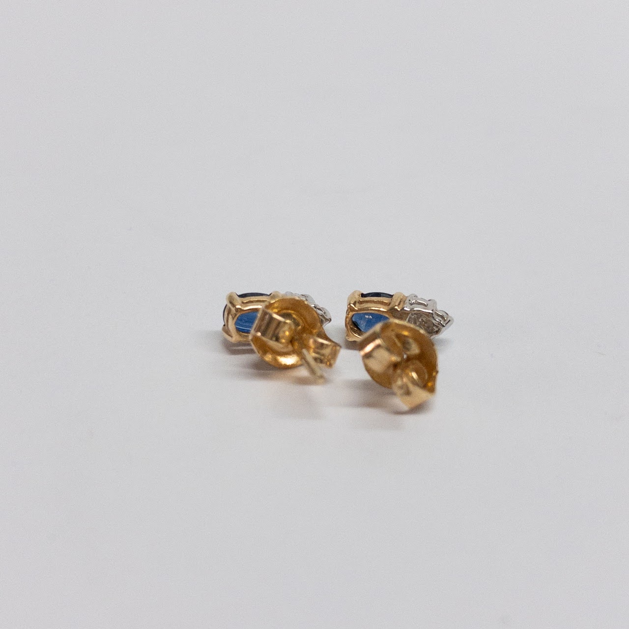 14K Gold, Sapphire, and Diamond Earrings