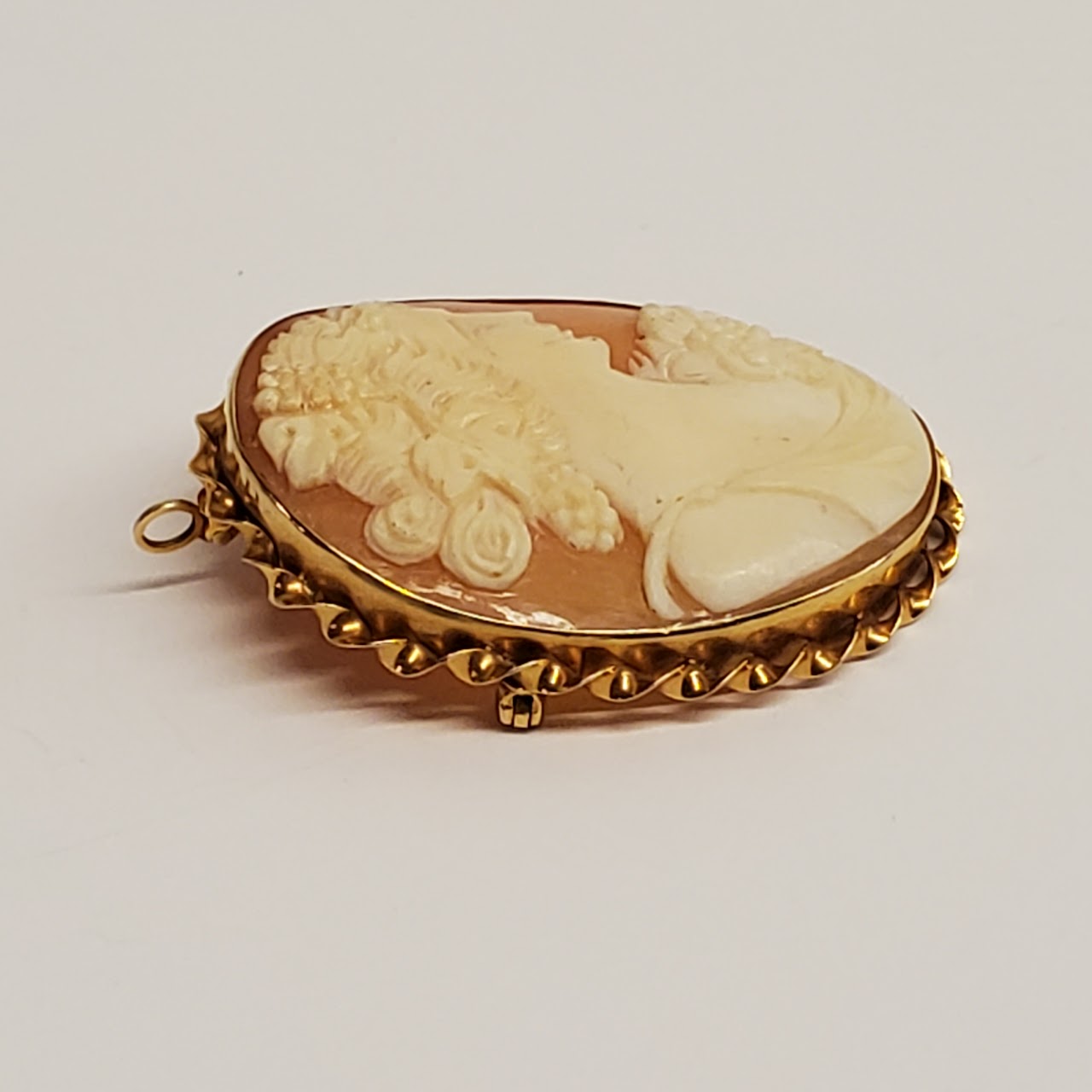 14K Gold Convertible Cameo Brooch