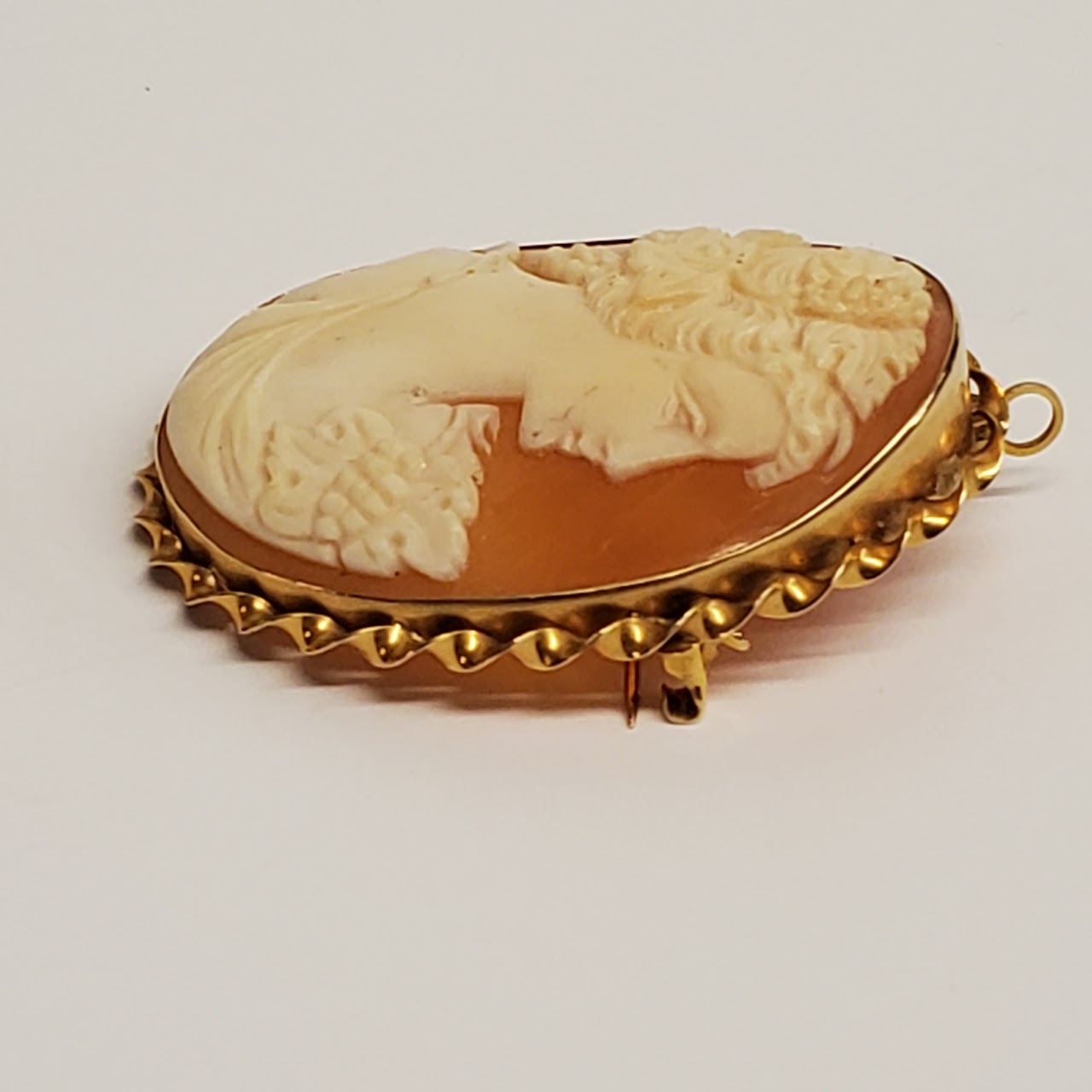 14K Gold Convertible Cameo Brooch