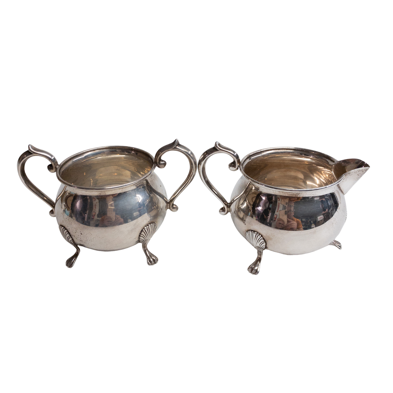 Sterling Silver Footed Sugar & Creamer Set