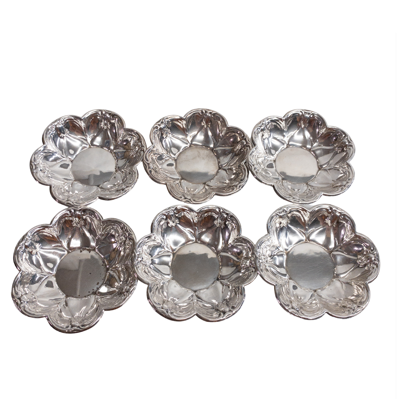 Sterling Silver Flower Butter Pats Set