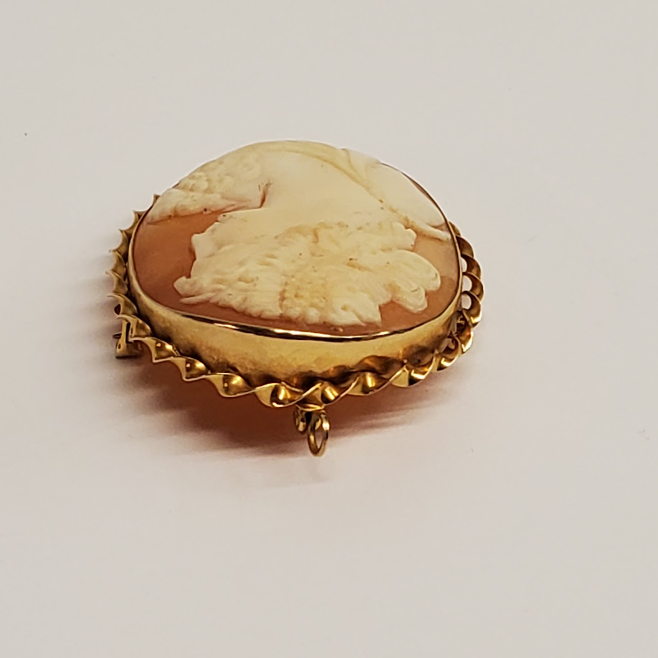 14K Gold Convertible Cameo Brooch