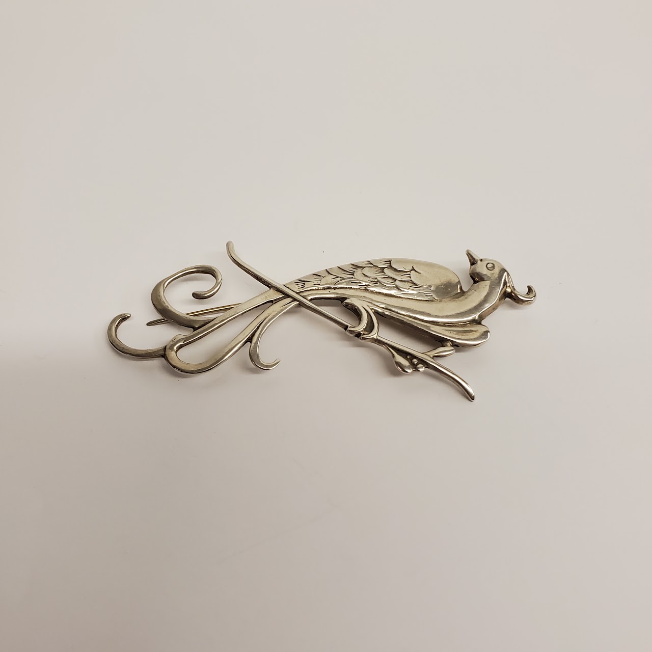 Sterling Silver Peacock Brooch