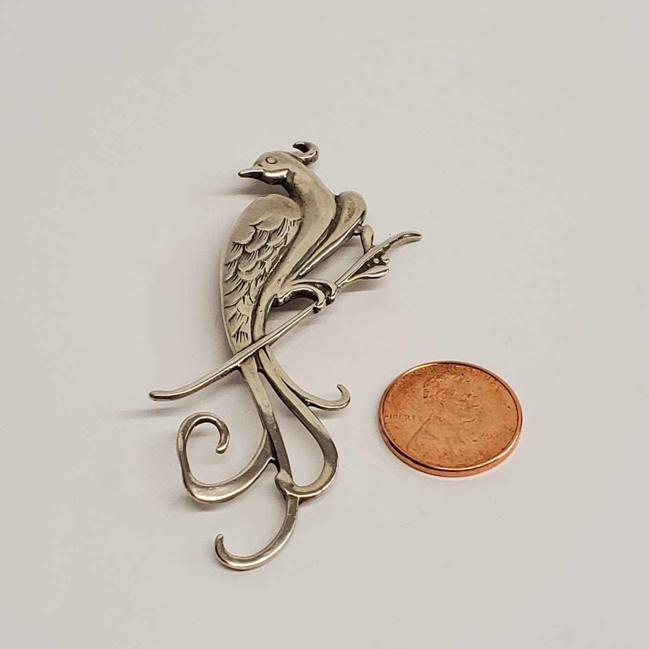 Sterling Silver Peacock Brooch