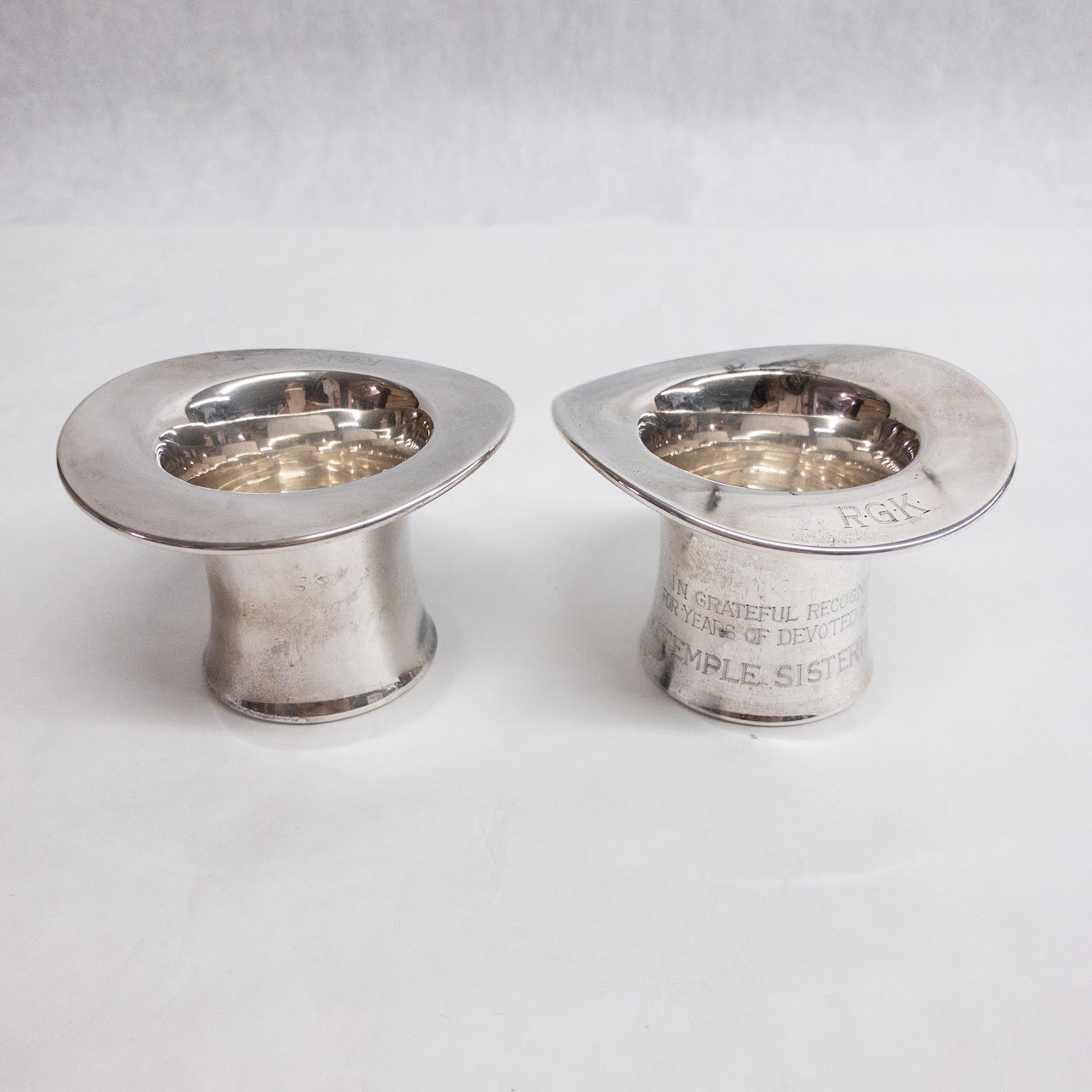 Sterling Silver Top Hat Pair