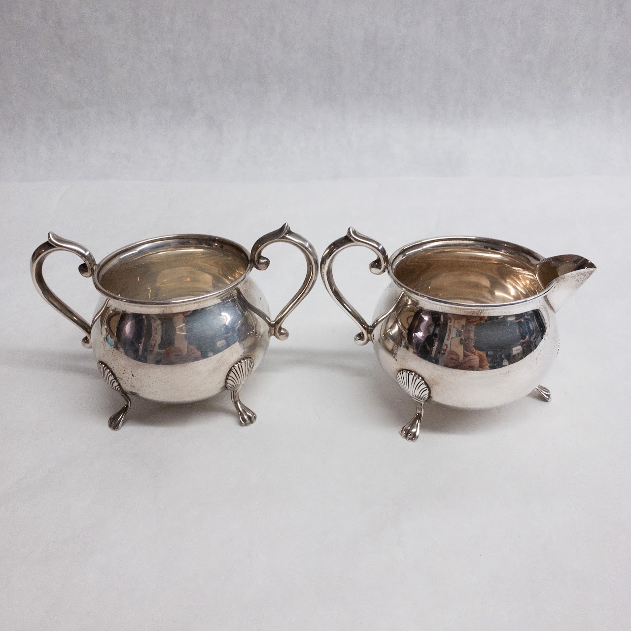 Sterling Silver Footed Sugar & Creamer Set